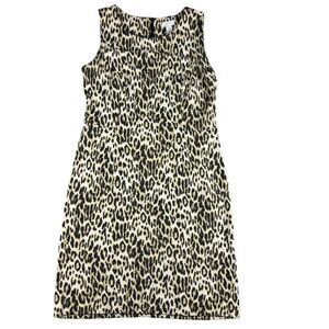 Chico’s Dress Women's 1 Animal Print Sleeveless Leopard Cheetah Cocktail Midi